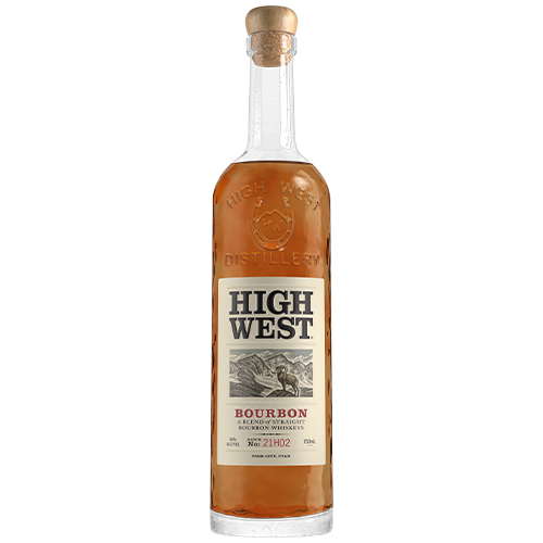 Bottle of High West Bourbon on a white background